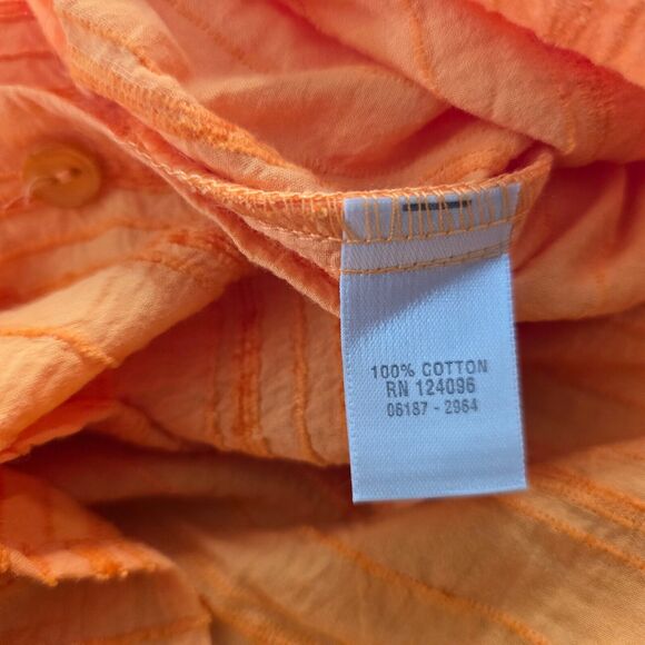 CJ Banks Blouse Women's 1X Orange Striped Button Down 3/4 Sleeve Collar NWT - Picture 6 of 16